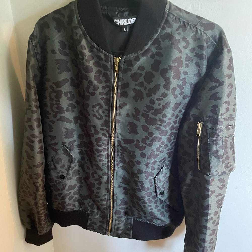 Chrldr leopard print bomber jacket